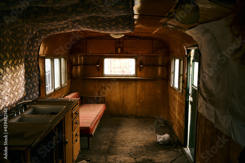 USA rural vintage abandoned campervan. photo