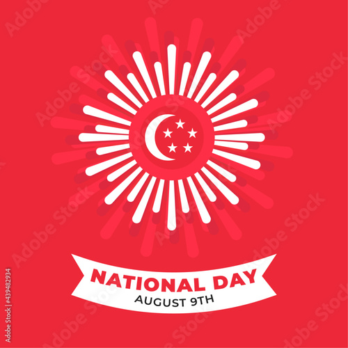 Singapore national day, Patriotic Singapore flag banner post concept for august 9, Vector