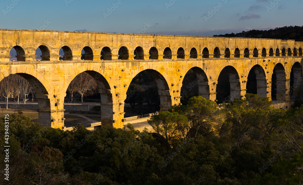 View on The Aqueduct Bridge over river in France outdoor.