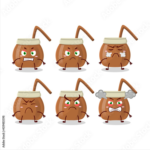 Mate tea cartoon character with various angry expressions