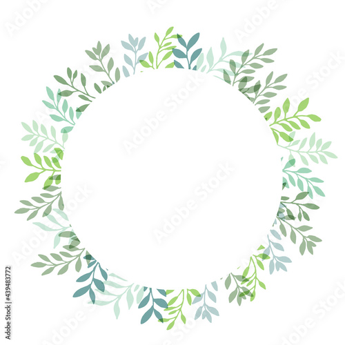 手描きタッチのシンプル草木リース型フレーム Set hand drawn white isolated background. Botanical illustration. Decorative Botanical picture.