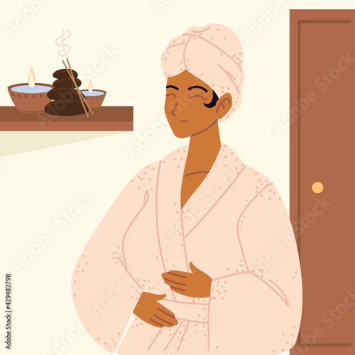 woman with bathrobe