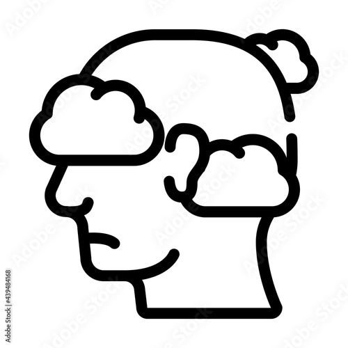 fly in clouds neurosis line icon vector. fly in clouds neurosis sign. isolated contour symbol black illustration