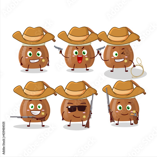 Cool cowboy mate tea cartoon character with a cute hat