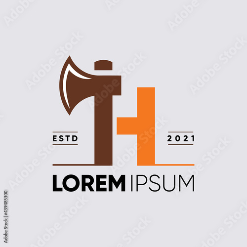 Initial Letter H Axe Logo Design Vector Graphic Icon Illustration Background Template