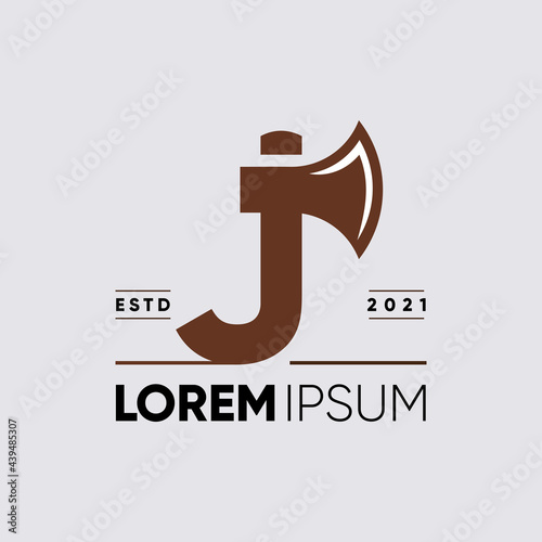 Initial Letter J Axe Logo Design Vector Graphic Icon Illustration Background Template