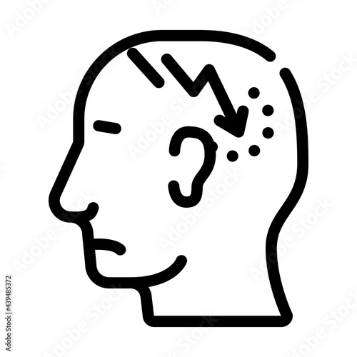 lightning neurosis or headache pain line icon vector. lightning neurosis or headache pain sign. isolated contour symbol black illustration