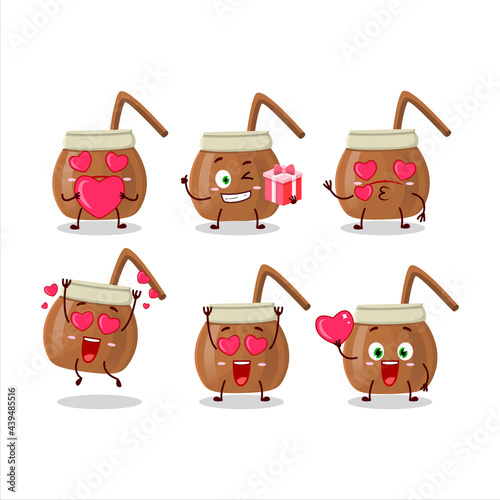 Mate tea cartoon character with love cute emoticon
