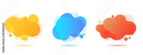 Fluid abstract vector banners. Set of geometric liquid forms. Gradient elements for flyer, brochure and posts with text copy space. Graphic dynamic shapes for minimal curvy design. Vector