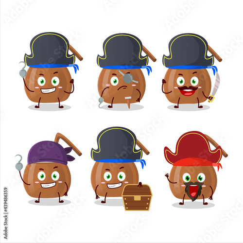 Cartoon character of mate tea with various pirates emoticons