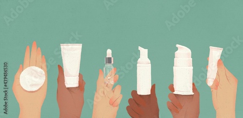 female hands hold healthy skin care products. beauty concept.