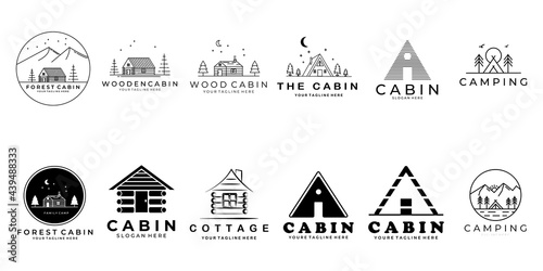 set or bundle cabin logo vector symbol icon illustration design