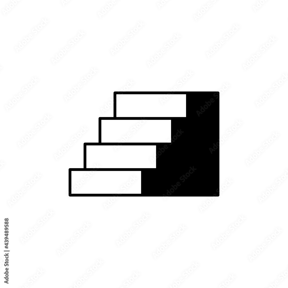 Ladder stair, staircase icon in solid black flat shape glyph icon, isolated on white background 