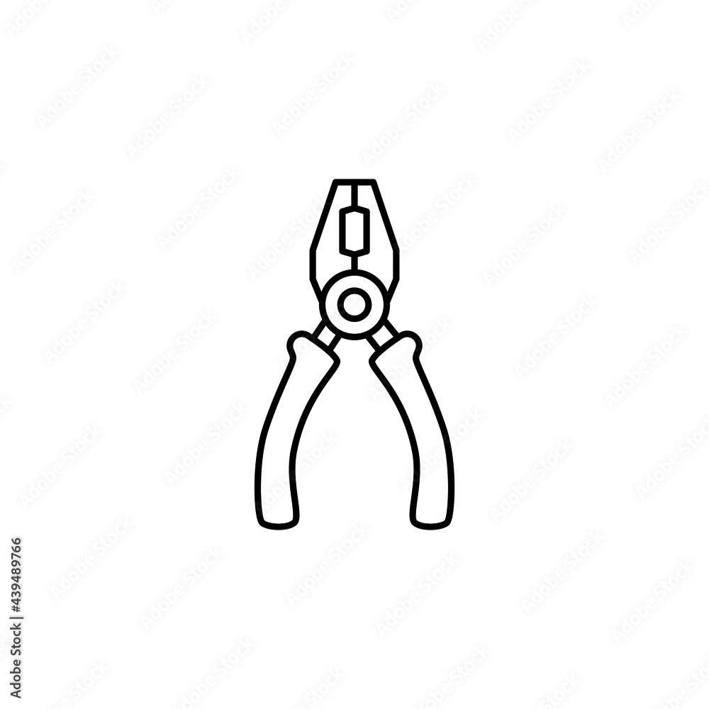 Pliers icon in flat black line style, isolated on white background Pliers icon in flat black line style, isolated on white background