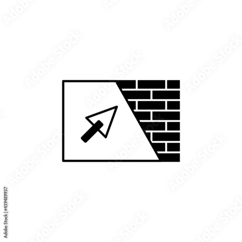 Cement concrete, plaster surface icon in solid black flat shape glyph icon, isolated on white background 