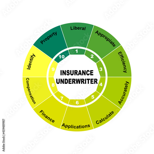 Diagram concept with Insurance Underwriter text and keywords. EPS 10 isolated on white background