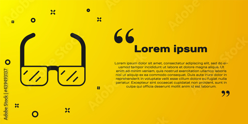 Black Safety goggle glasses icon isolated on yellow background. Vector