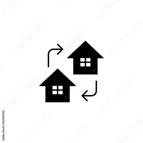 house, moving house relocation icon  in solid black flat shape glyph icon, isolated on white background 