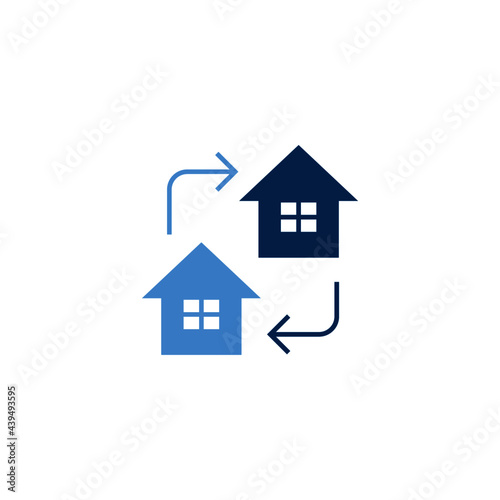 house, moving house relocation icon in color icon, isolated on white background 