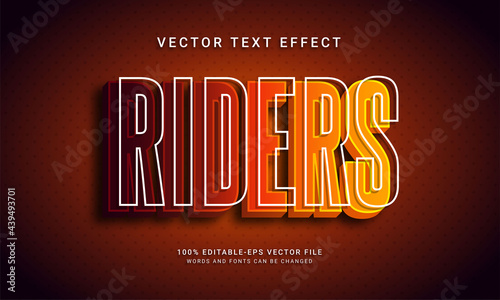 Riders editable text effect with sports racing theme photo