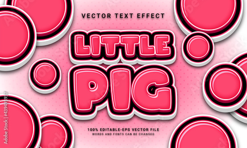 Little pig editable text effect with cute pink color theme