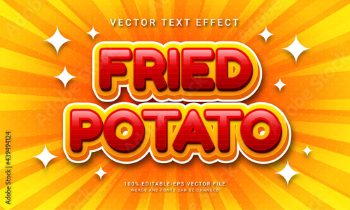 Fried potato editable text effect with fries food theme