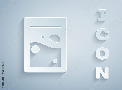 Paper cut Plastic bag of drug icon isolated on grey background. Health danger. Paper art style. Vector