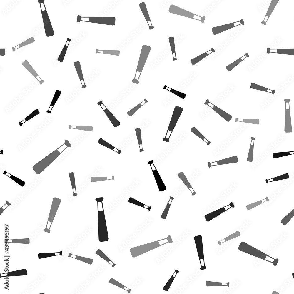 Black Baseball bat icon isolated seamless pattern on white background. Vector