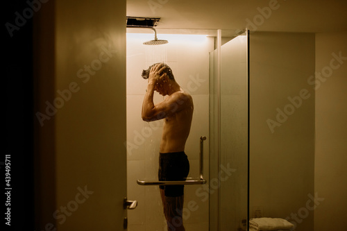 Man taking shower 