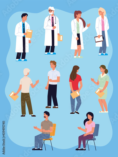 set of doctor and patient