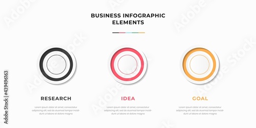 Presentation business infographic template with 3 options or steps. Modern infographic design template. Creative concept of five stages of business project