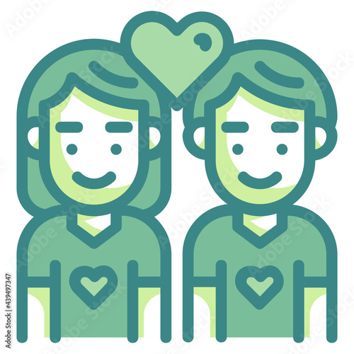 couple green twotone line icon