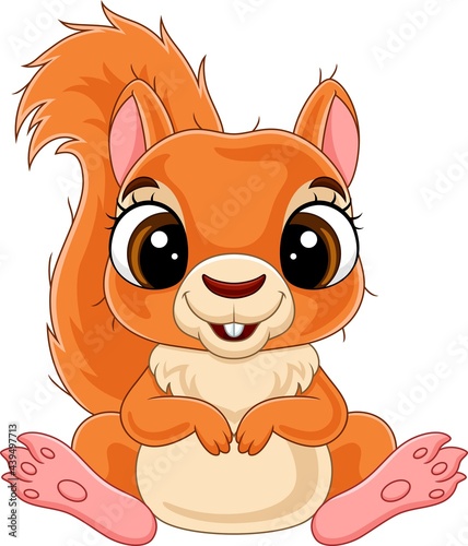Cartoon funny little squirrel sitting