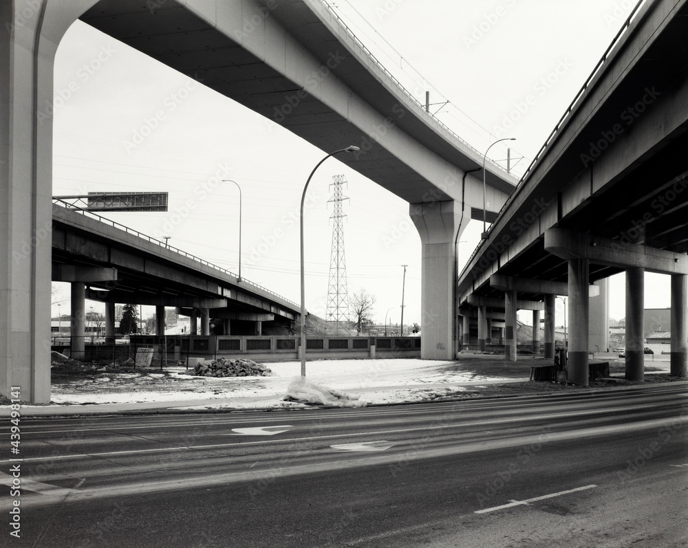 Under on overpass in a urban city. Under on overpass in a urban city.