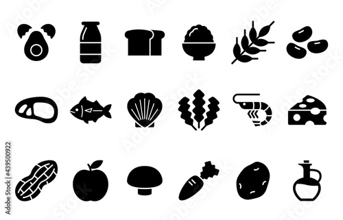 Various kinds of food Nutrients Icon 色々な種類の食品　栄養素のアイコン