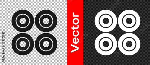 Black Skateboard wheel icon isolated on transparent background. Skate wheel. Vector