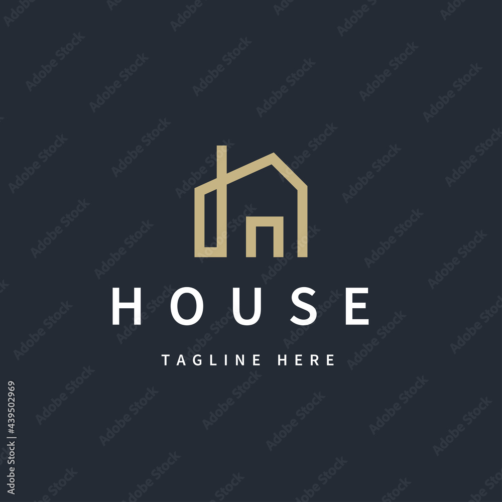 Isolated modern abstract simple line house logo symbol icon design template for Real estate, Building Company. Vector illustration. Isolated modern abstract simple line house logo symbol icon design template for Real estate, Building Company. Vector illustration.