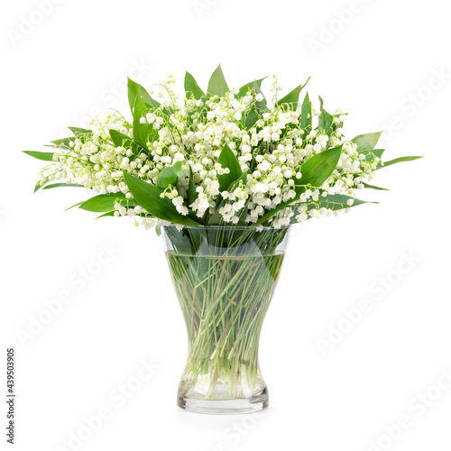 Bouquet of lilies of the valley on white background. photo