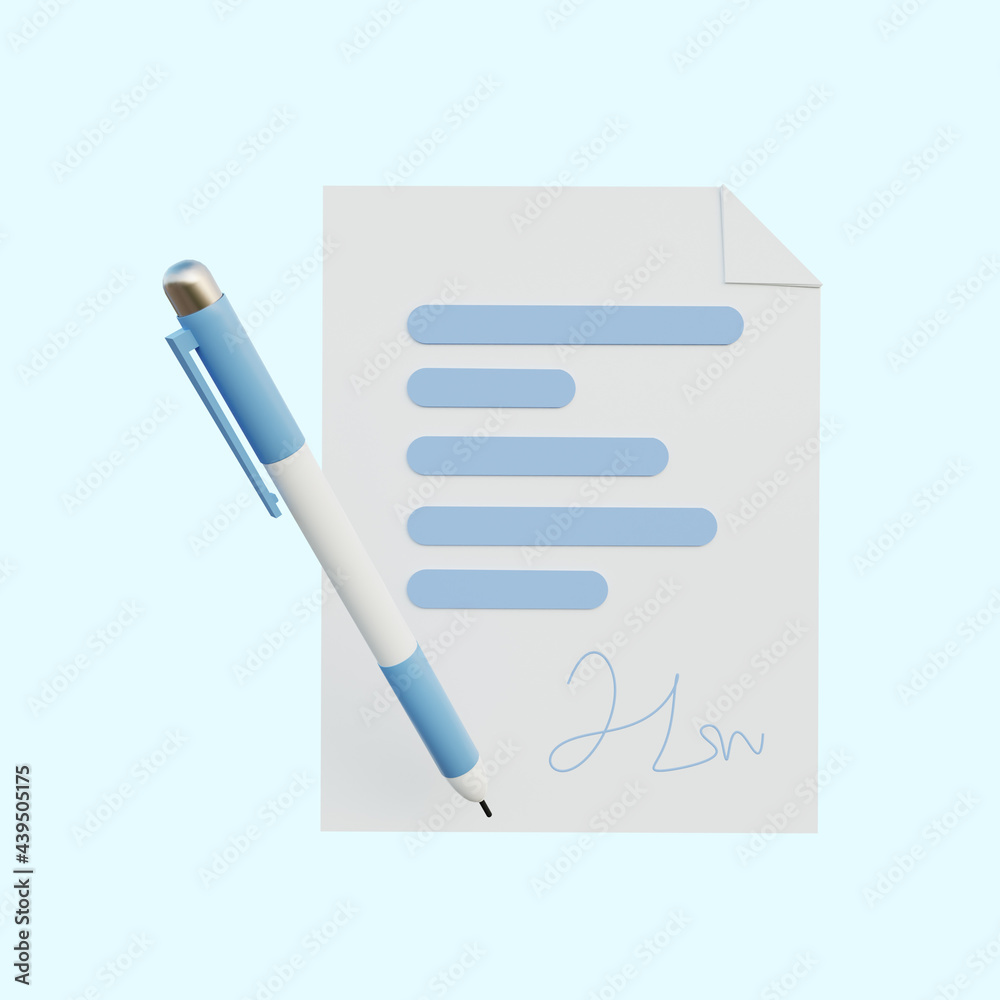 3d illustration agreement letter and ballpoint 3d illustration agreement letter and ballpoint