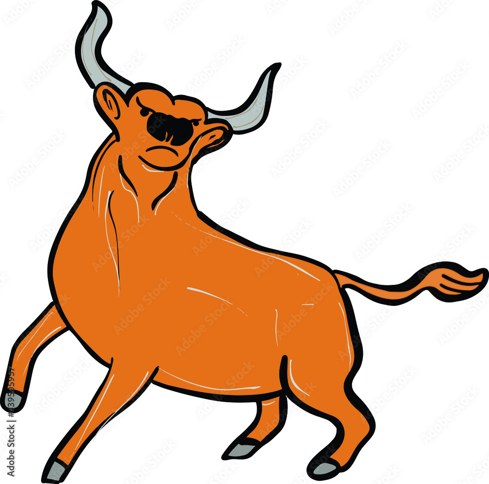 art cute drawing bull wild vector cartoon illustration animal 