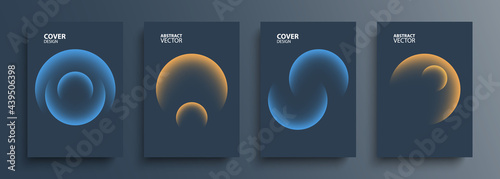 Cover templates set with vibrant gradient round shapes. Futuristic abstract backgrounds with planet sphere for your creative graphic design. Vector illustration. photo