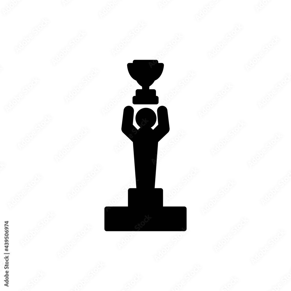 Man on a pedestal or podium with a cup in his hands solid black icon. Winner or business concept. Isolated symbol sign for: illustration, logo, mobile, app, design, web, dev ui, ux, gui. Vector EPS 10 Man on a pedestal or podium with a cup in his hands solid black icon. Winner or business concept. Isolated symbol sign for: illustration, logo, mobile, app, design, web, dev ui, ux, gui. Vector EPS 10