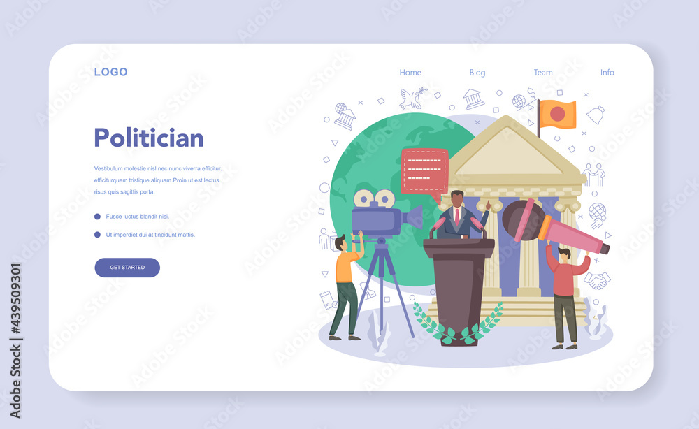 Politician web banner or landing page. Idea of election and governement. Politician web banner or landing page. Idea of election and governement.