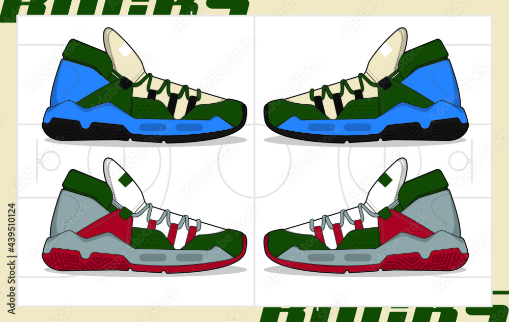 Sports basketball shoes design vector template