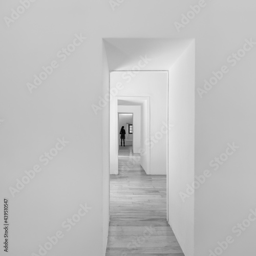 Silhouette in minimalist white surroundings photo