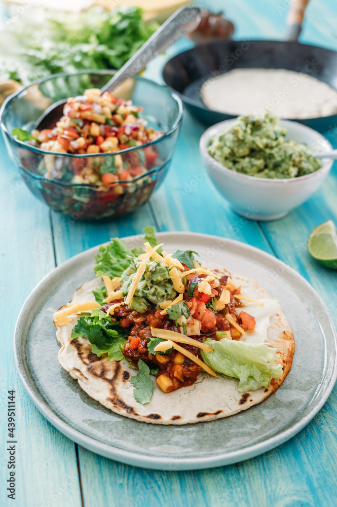Food: Homemade Tortillas with toppings