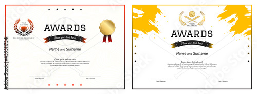 Sport certificate template baseball