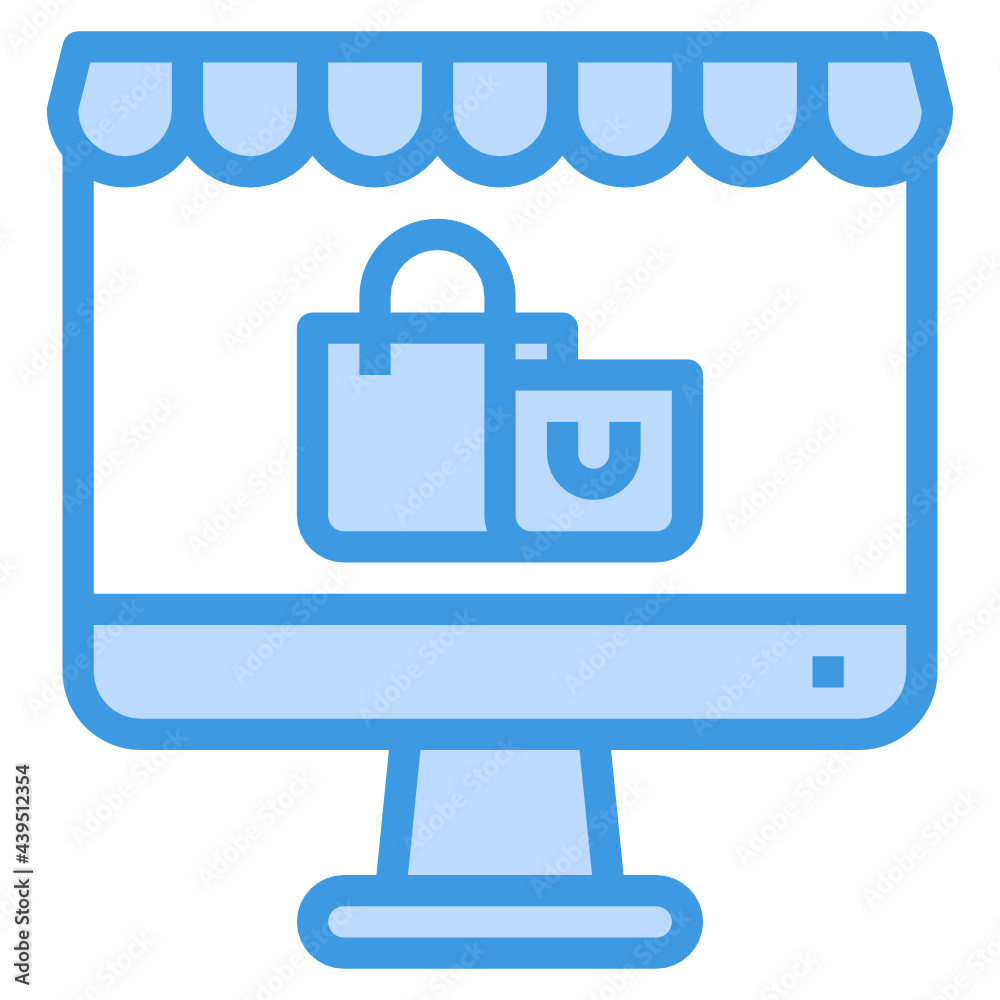 Online Shopping blue line icon Online Shopping blue line icon