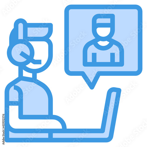 Online Support blue line icon