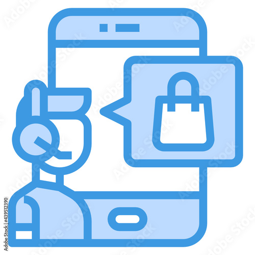 Online Support blue line icon